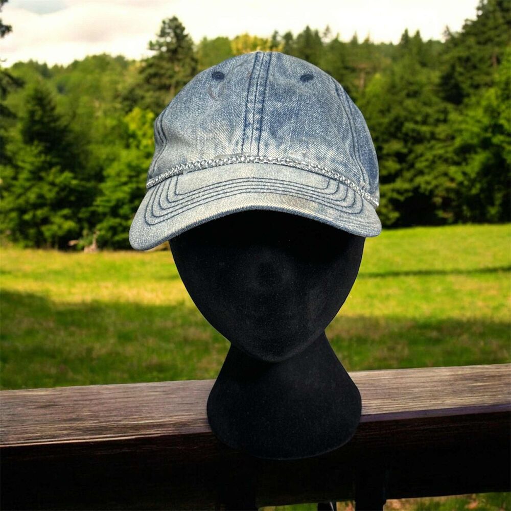 Women's Blue Denim Rhinestone Acid Wash Pickleball Tennis Golf Range Adjustible